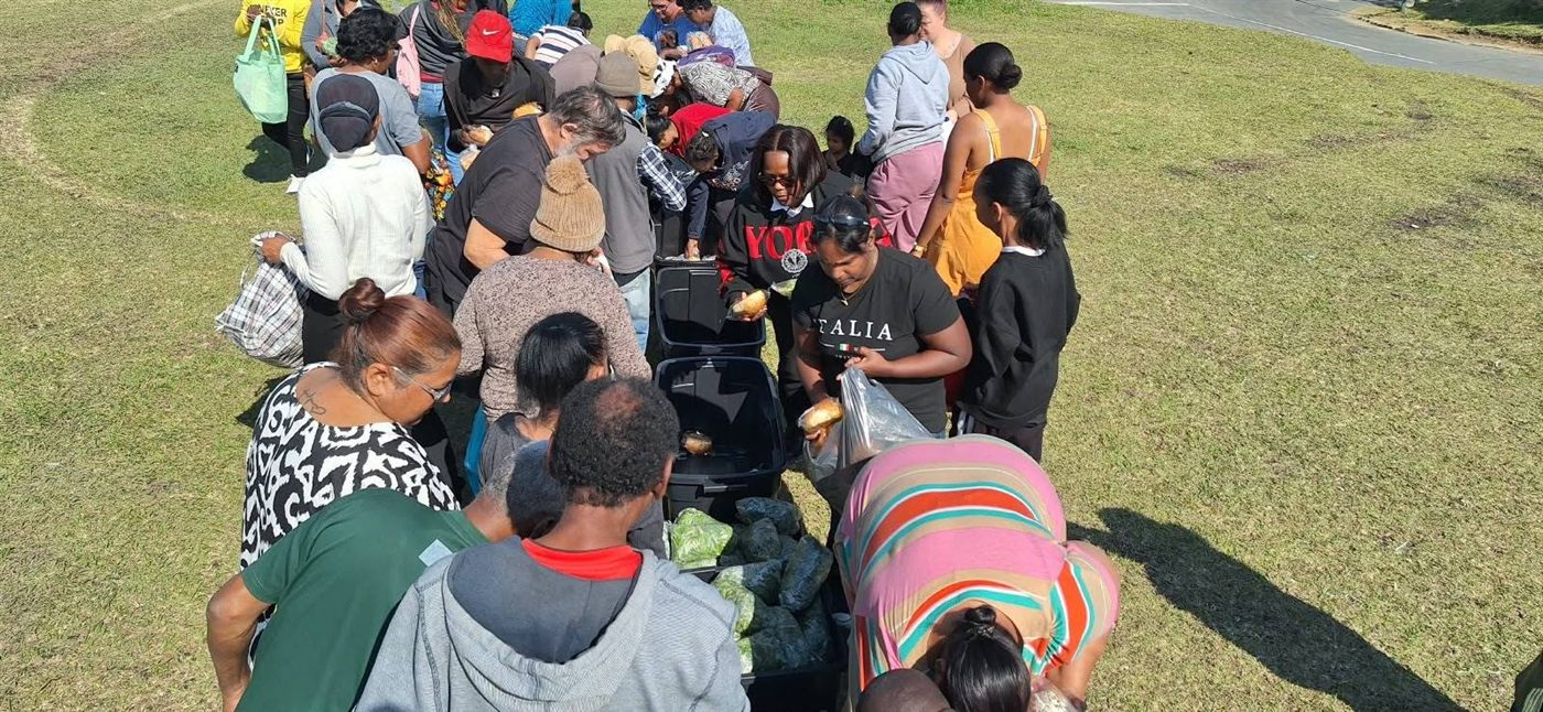 Mobile food bank on the field
