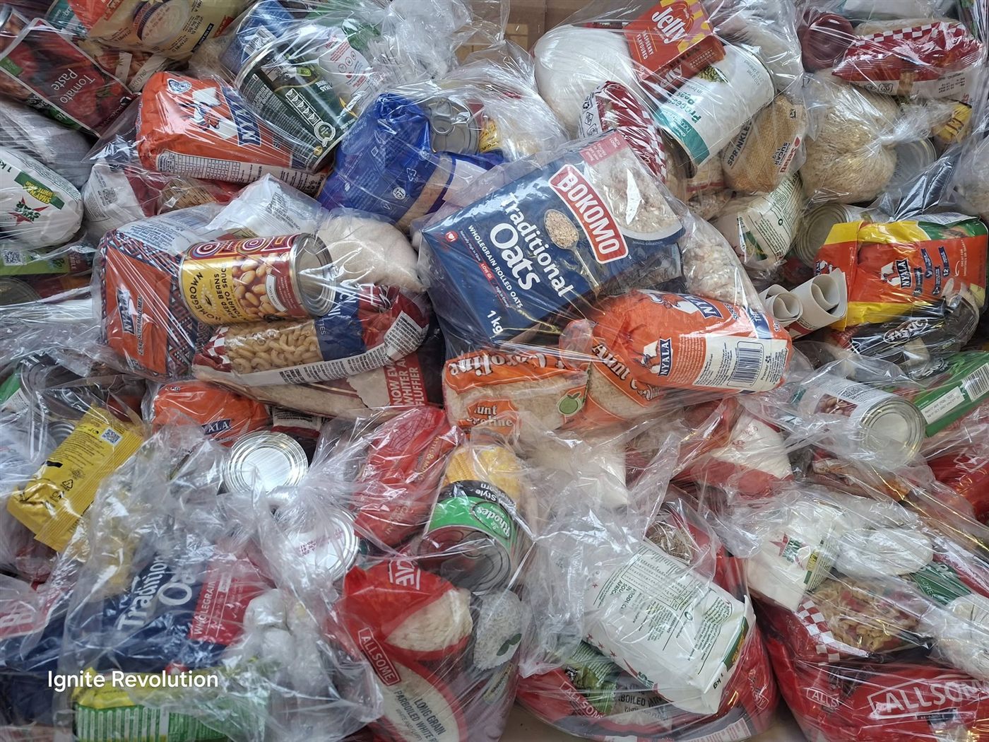 Grocery parcels packed for families