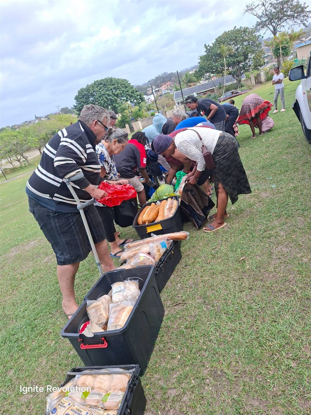 Food crates on the field